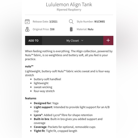 Lululemon Align Tank - Picture 2 of 5